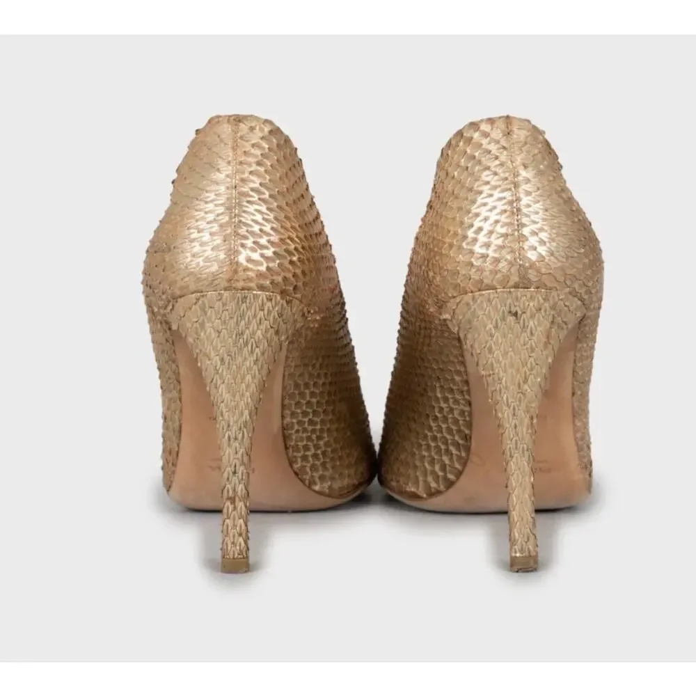 Prada Gold Snakeskin Wedge Sandals Sz. 39 - Picture 4 of 5